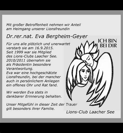 Traueranzeigen Von Eva Bergheim Geyer Rz Trauer De