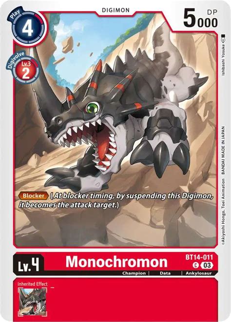 Digimon Trading Card Game Blast Ace Single Card Common Monochromon Bt14 011 Toywiz