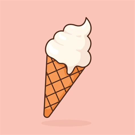 Cute Vanilla Ice Cream Cartoon Icon Vector Illustration Desserts And