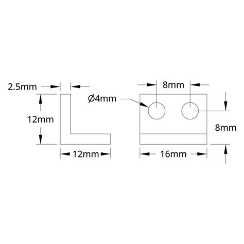 Servocity 1103 Series L Beam 2 Hole 16mm Length 2 Pack Robotshop