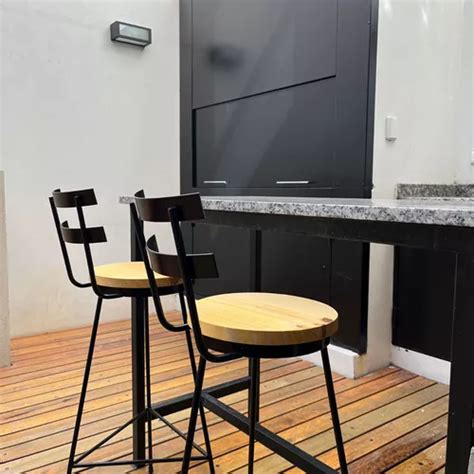 Banqueta Con Respaldo Para Bar Barra Estilo Industrial En Venta En La