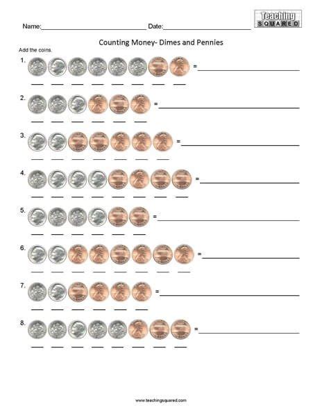 Counting Dimes And Pennies Worksheets - Worksheets Master