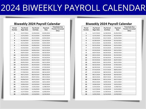 Biweekly Payroll Calendar Ms Editable Word Pay Period Start End