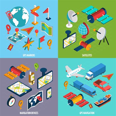 Navigation Isometric Icon Set 469572 Vector Art At Vecteezy