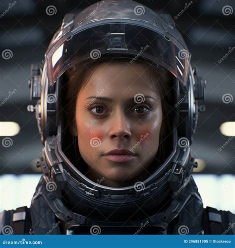 Eerily Realistic Heistcore Portrait Of A Woman In Space Suit Stock Illustration Illustration