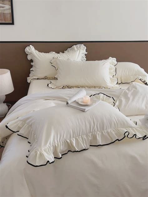 Silky Ruffle Bedding Set Ivory White Best Stylish Bedding Ever Lasting