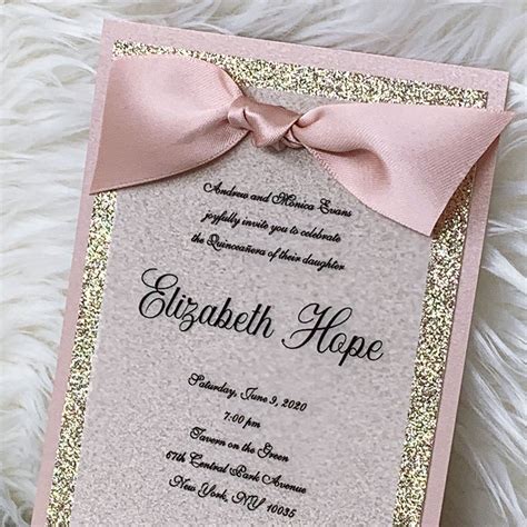 Blush Quinceanera Invitation Rose Gold Quinceanera Invitation Elegant