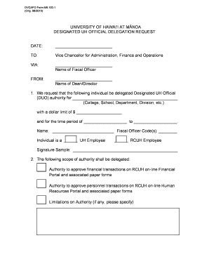 Fillable Online Manoa Hawaii Form M8 103 1 Designated UH Official