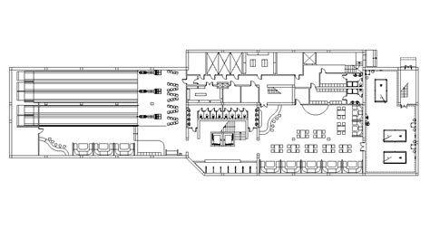 Bowling game zone architectural layout plan - Cadbull