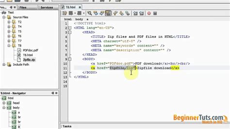 Beginner Html Tutorial 8 Zip Files And Pdf Files In Html5 Youtube