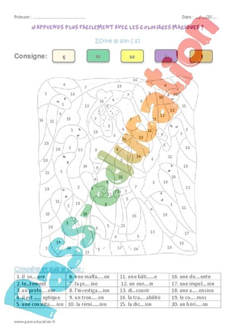 Coloriage Magique Lecture CM2 Cycle 3 Pass Education