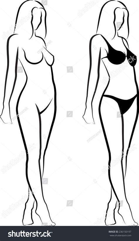 Sketch Naked Woman Woman Bikini Stock Vector Royalty Free 236150197