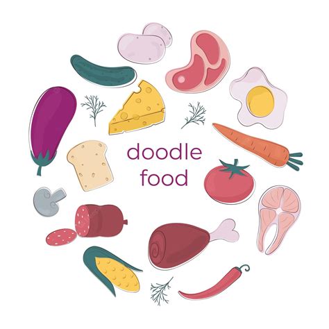 Premium Vector Doodle Food Set