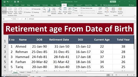 How To Calculate Retirement Date In Excel Youtube