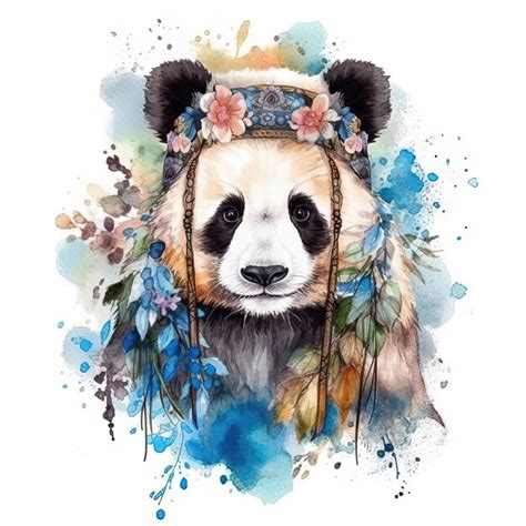 Ilustração fofa de panda em aquarela ai generativexa Foto Premium