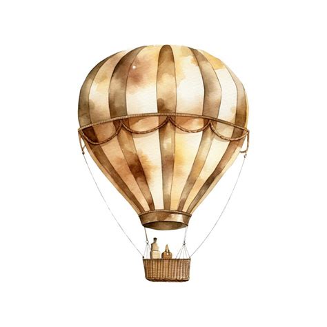 Premium Photo Watercolor Illustration Of A Brown Hot Air Balloon Ai