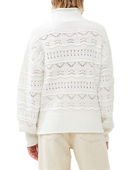 French Connection Linney Pointelle Stitch Turtleneck Sweater In White