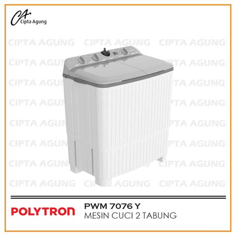 Jual POLYTRON MESIN CUCI 2 TABUNG 7 KG PWM 7076 Y PWM 7076Y GREY