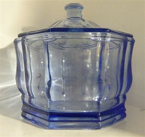 Blue Glass Covered Candy Dish With Lid And Paneled Sides Blue Glass