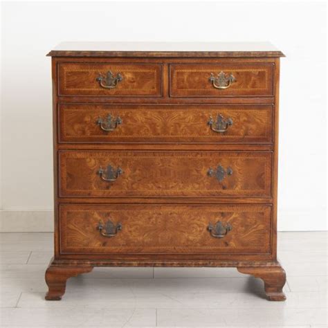 Walnut Birdseye Maple Chest Of Drawers On Bracket Feet