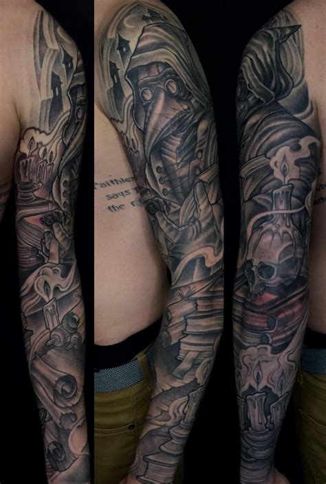 Full Sleeve Plague Doctor Tattoo By Terry Ribera At Remington Tattoo In