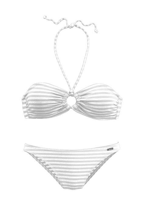 Marken Bandeau Bikini weiß silber Dessous Bademoden Outlet Mode Shop