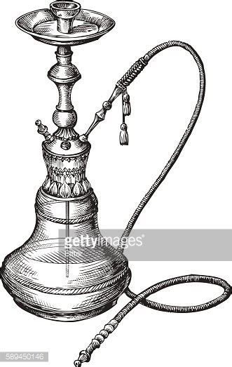 Clipart Bild Handgezeichnete Vintage Wasserpfeife Vektor Skizze Shisha