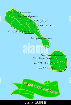 Saint Kitts And Nevis Political Map With Capital Basseterre Is A Two