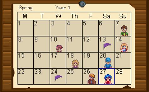 Stardew Valley: Calendar of Important Dates – Retrovolve