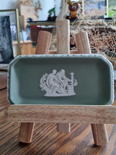 Vintage Wedgwood Sage Green Jasperware Rectangular Tray Furniture