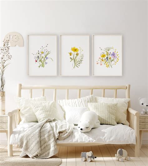 Wildblumen Drucke Kinderzimmer Dekor Er Set Druckbare Wandkunst