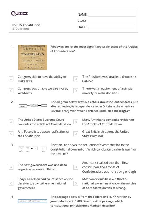 50 The Constitution Amendments Worksheets For 7th Year On Quizizz