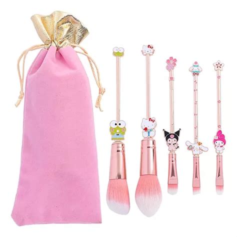 Set De Brochas Maquillaje Hello Kitty Sanrio Kawaii Metal Meses Sin