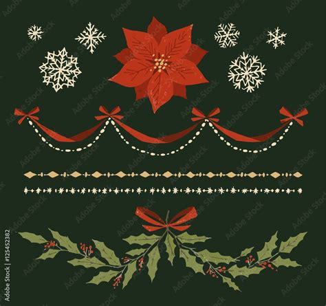 Christmas Decorations Borders Garland Elements Hand Drawn