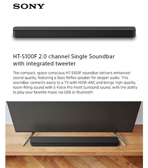 Sony S F Ch Soundbar With Bass Reflex Speaker Ebay