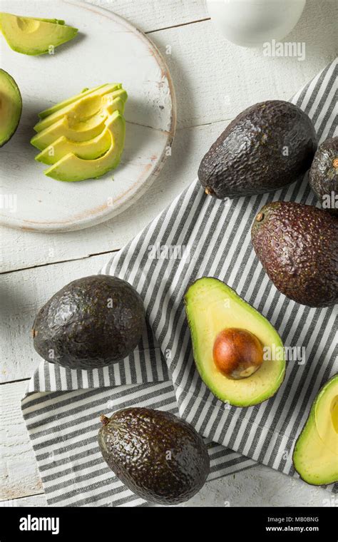 Healthy Organic Green Avocados Ready To Eat Stock Photo Alamy