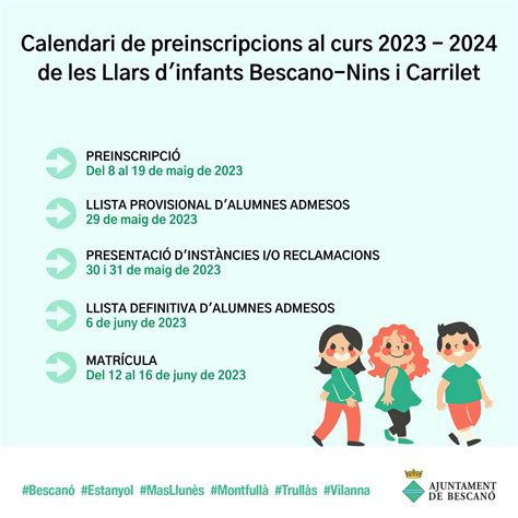 Calendari De Preinscripcions Pel Curs A Les Llars D Infants