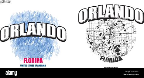 Orlando, Florida, logo design. Two in one vector arts. Big logo with ...