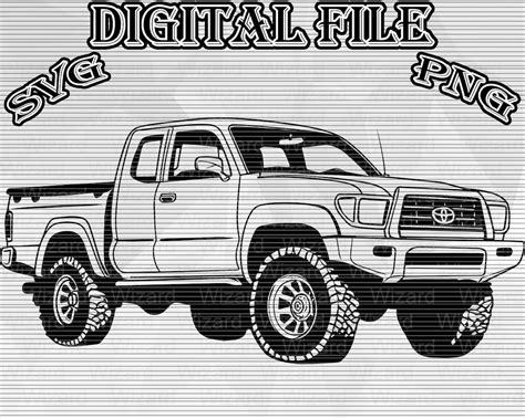 Toyota Tacoma Svg Pick Up Truck Png Svg Cut File Drawing