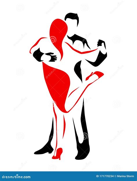 Tango Dancing Couple Man And Woman Vector Illustration Logo Icon For