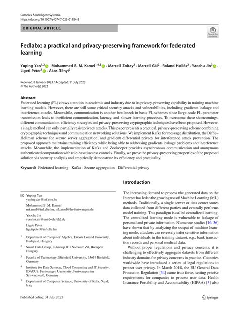 PDF Fedlabx A Practical And Privacy Preserving Framework For