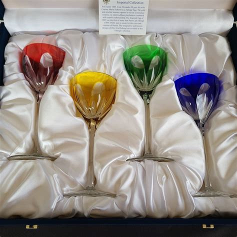 Faberge Crystal Regency Wine Hock Goblets Multi Cut To Clear Colors 8 1 4 Ebay