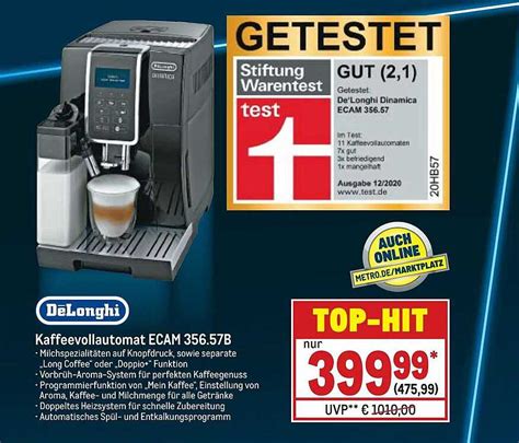 Delonghi Kaffeevollautomat Ecam 356 57b Angebot Bei METRO 1Prospekte De