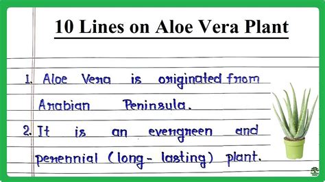 10 Lines On Aloe Vera Plant Aloe Vera Plant 10 Points Essay