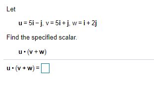 Solved Let U 5i J V 5i J W I 2j Find The Specified Chegg