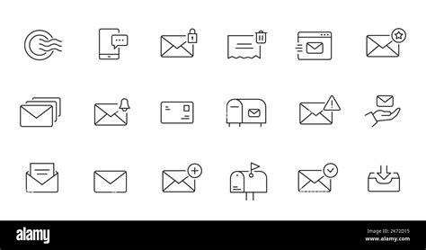 Mailbox Line Icon Set Letter Send Email Contact Spam Address Book