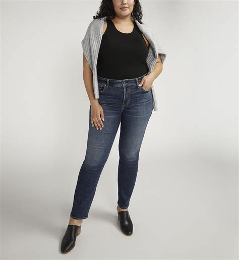 Buy Avery High Rise Straight Leg Jeans Plus Size For Usd 78 00 Silver