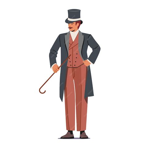 Premium Vector Elegant Proud Man Of Victorian Era Gentleman In Frock