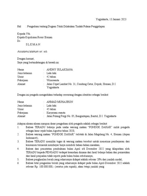 Contoh Surat Aduan Pdf