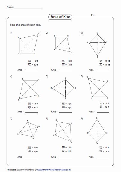 Area Of Rhombus Worksheet Chessmuseum Template Library